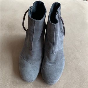 Toms Grey Suede Desert Wedge High Booties